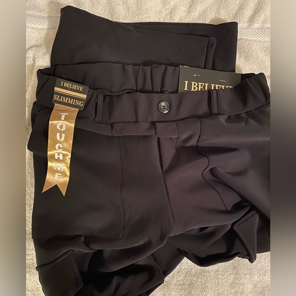 NWT SOLID BLACK SCUBA CARGO PANTS WIDE LEG size 1X - Picture 10 of 15